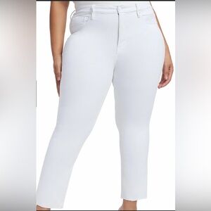 Good American glc1046t white jeans fringe detail NWT Skinny size 24 euro summer